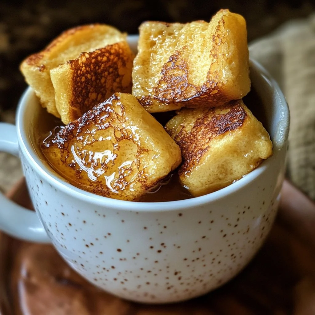 Schnelle französische Toast-Tasse aus der Mikrowelle mit frischen Zutaten