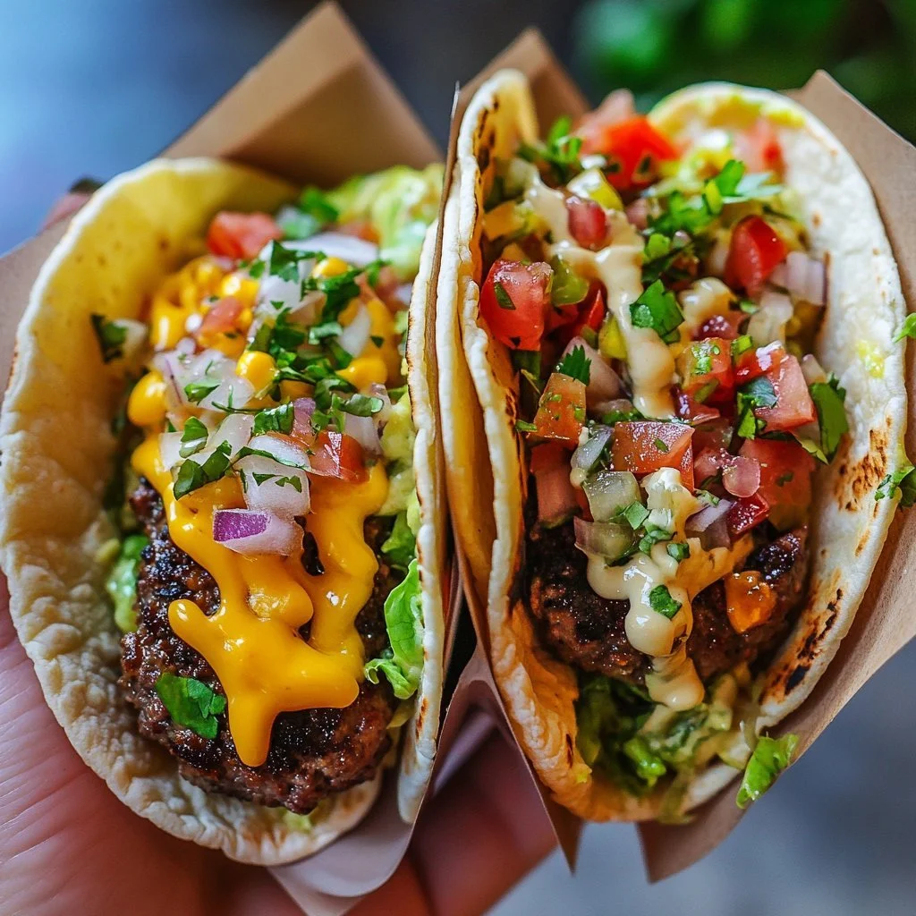 Tacos von Smash Burger mit frischen Zutaten auf einem Teller