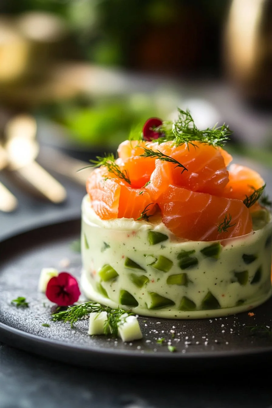 Spargelmousse mit Räucherlachs
