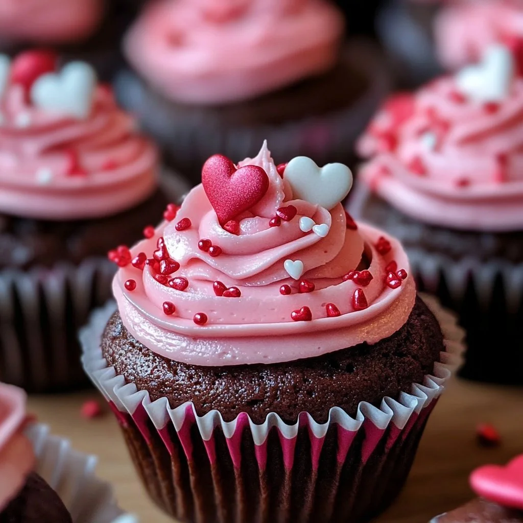 Leckere Valentinstags-Cupcakes mit Herz-Dekoration