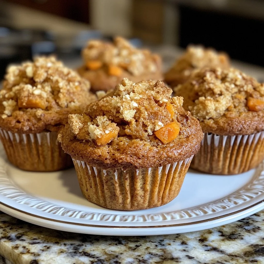 Vegane Muffins mit Karotte und Apfel auf einem Tisch angerichtet