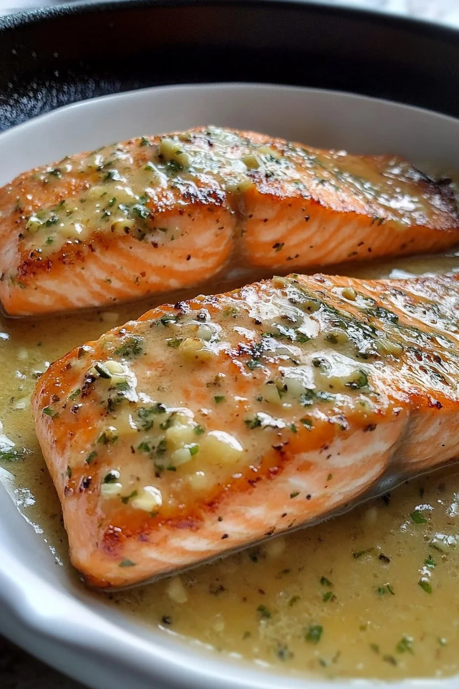 Lachs mit Knoblauch-Butter-Sauce