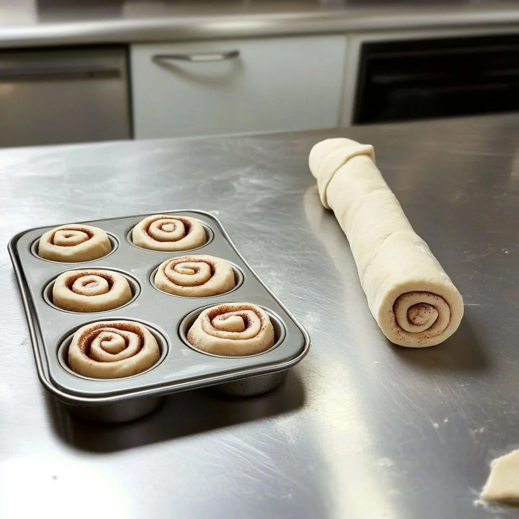 Leckere Zimtschnecken auf einem Teller, frisch gebacken und warm serviert.