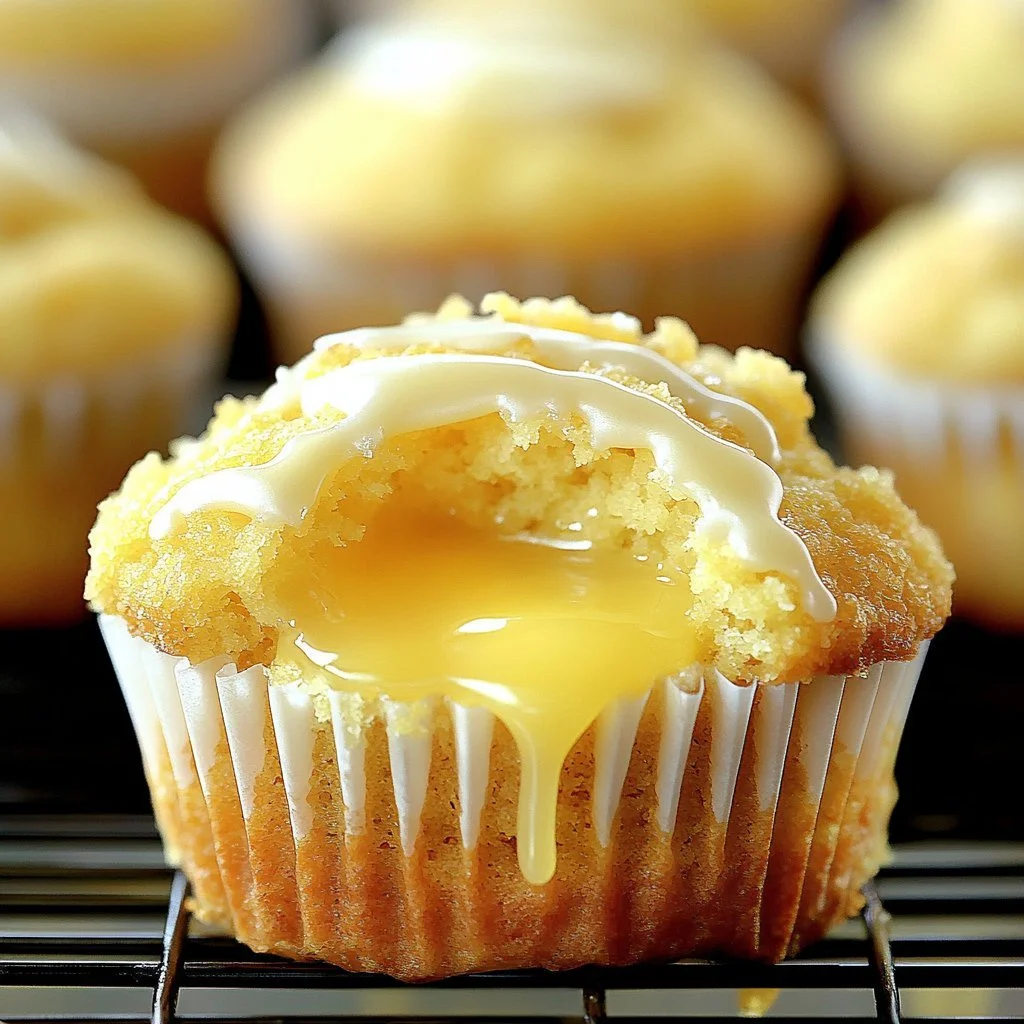 Leckere Zitronen-Curd-Muffins aus frischem Zitronensaft und Curd.
