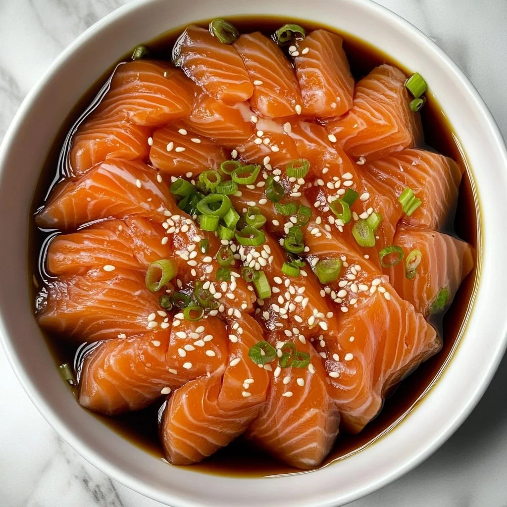 Zitronen-Sashimi mit frischem Lachs auf einem Teller