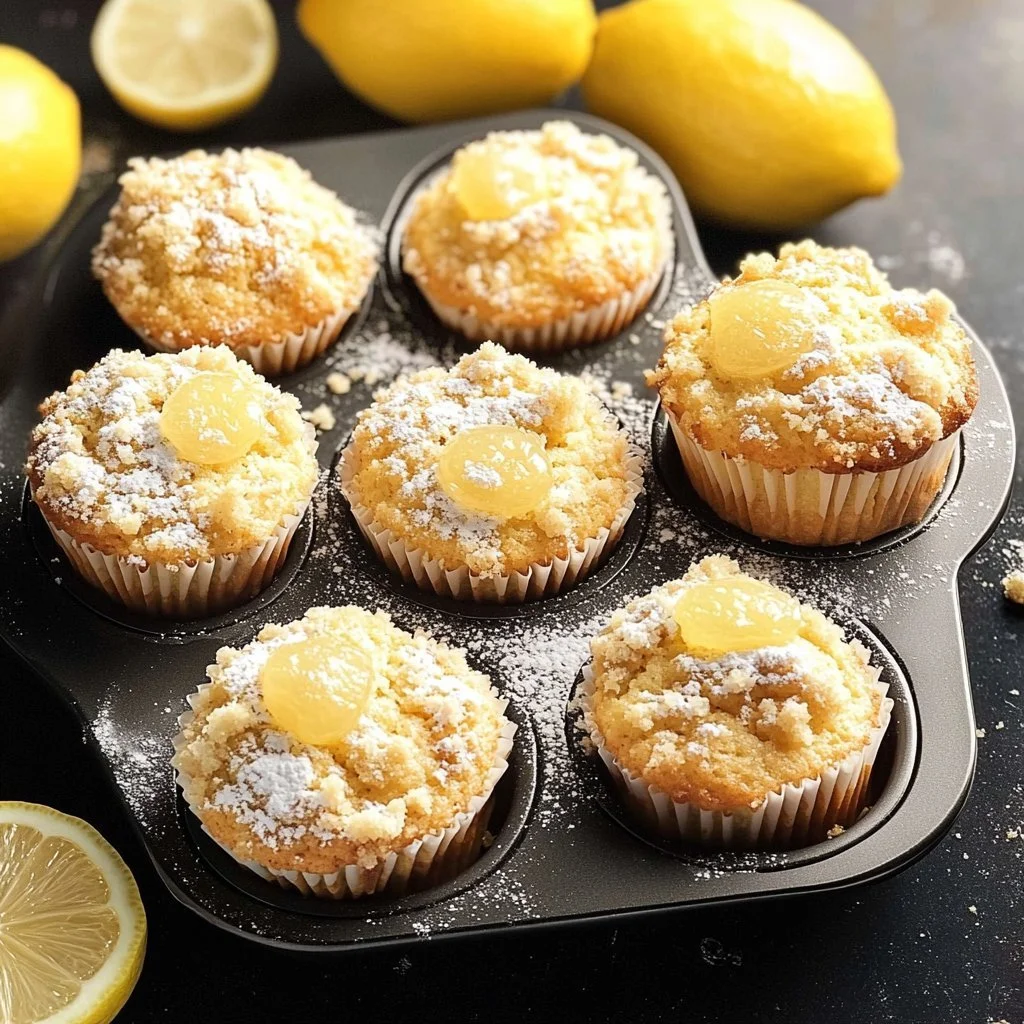 Zitronenmuffins mit Streusel auf einem Teller