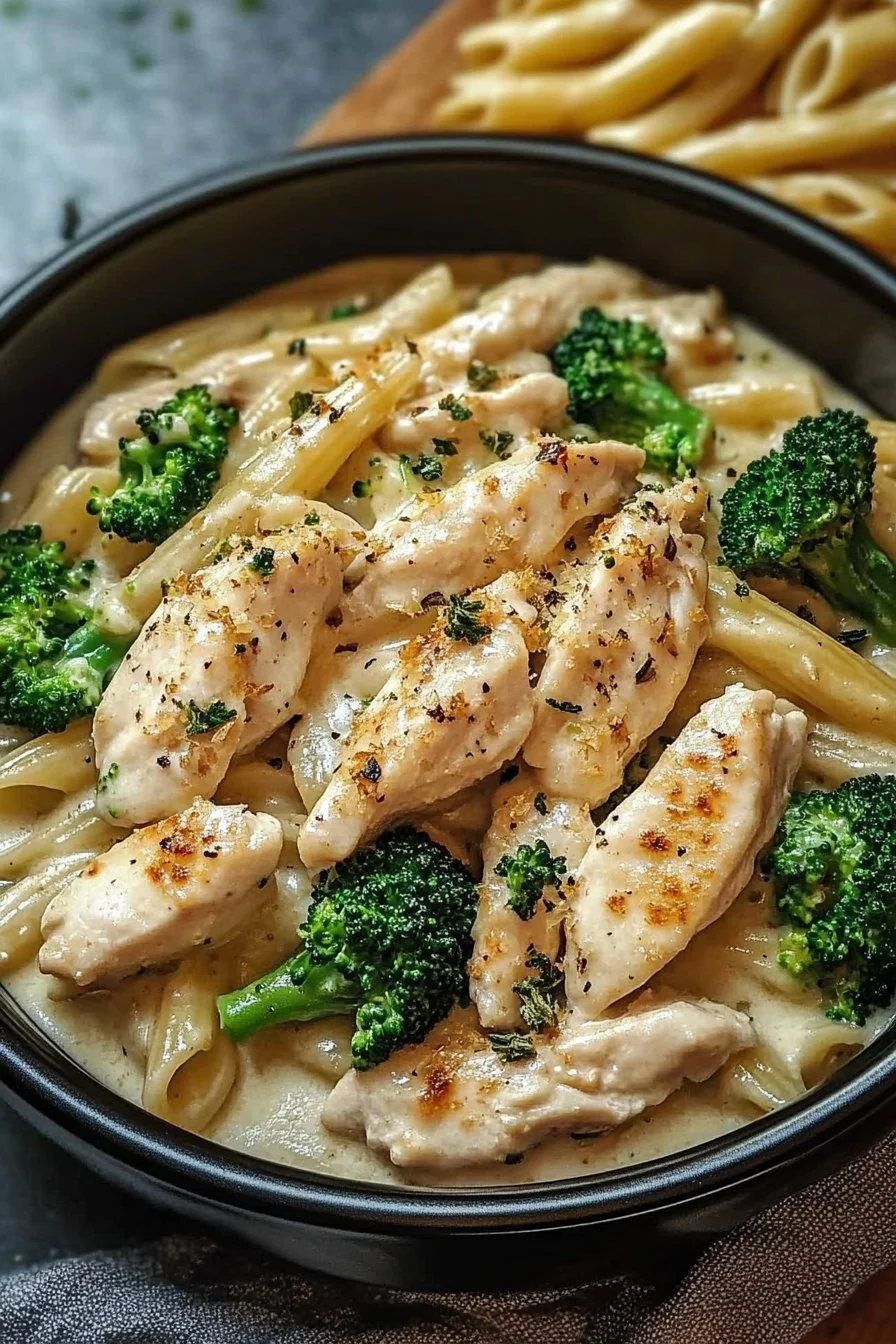 Cremige Pasta mit Hähnchen und Brokkoli