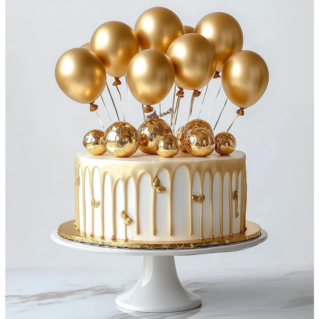 Extravagante Pastell-Gold-Dekoration für festliche Geburtstagsfeiern.