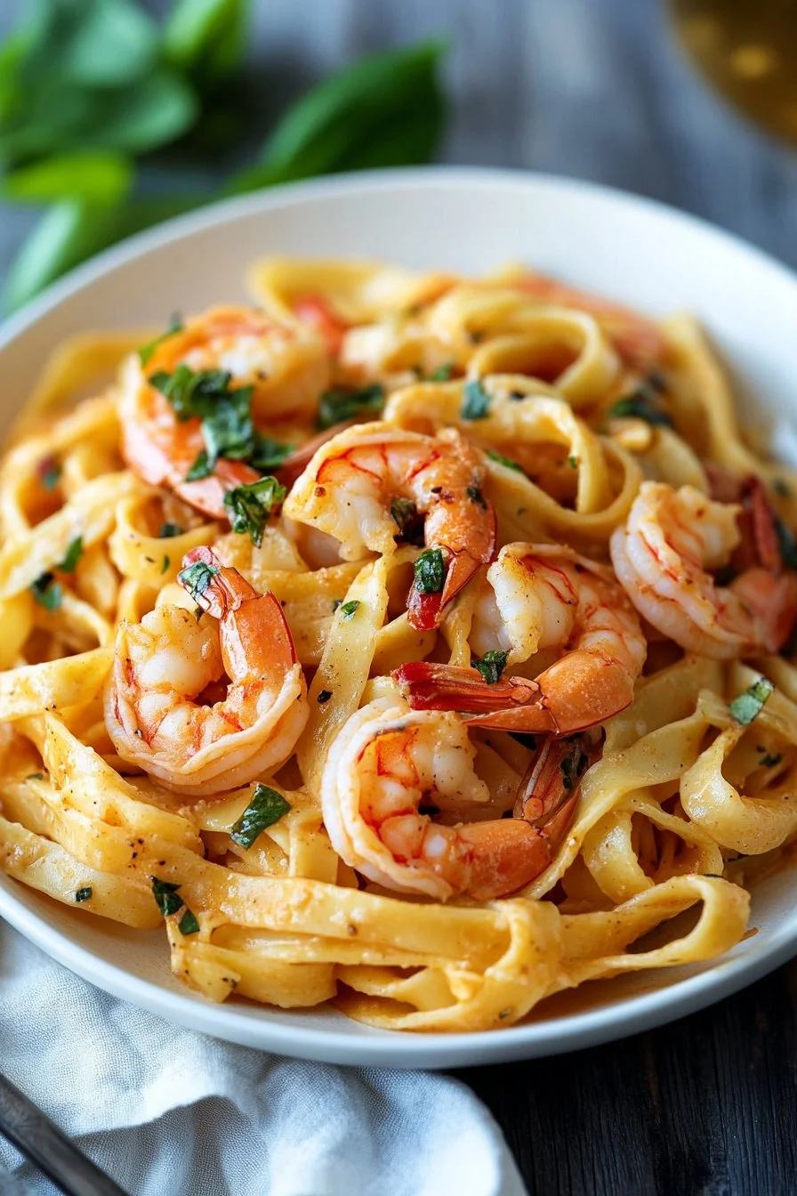 Fettuccine mit Garnelen