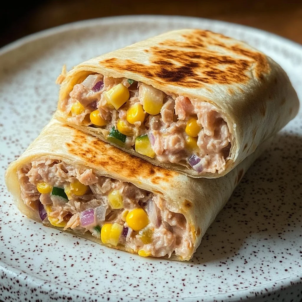 Gesunder Thunfisch-Wrap mit frischem Gemüse und leckerer Sauce