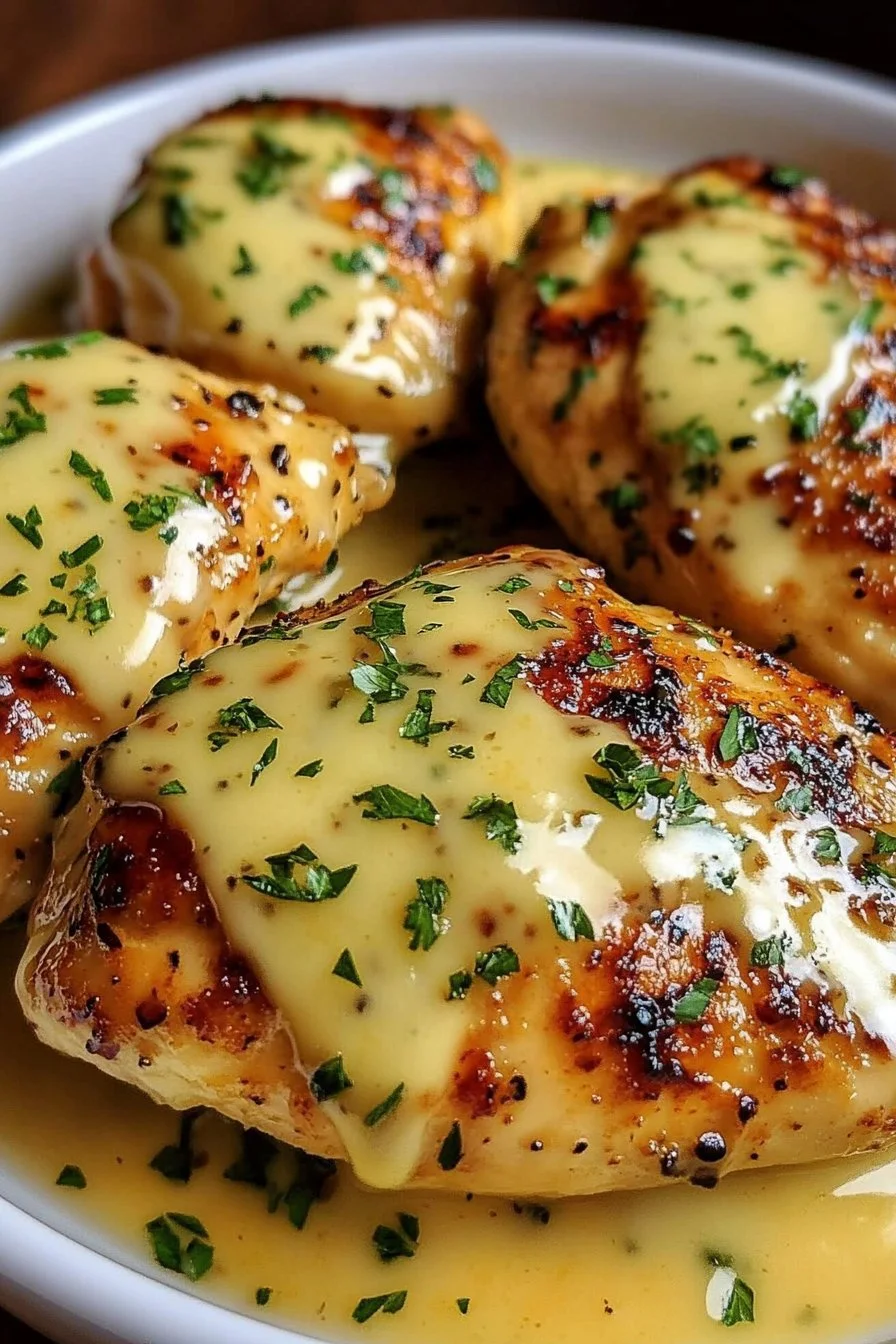 Hähnchen mit Knoblauchbutter und Käse