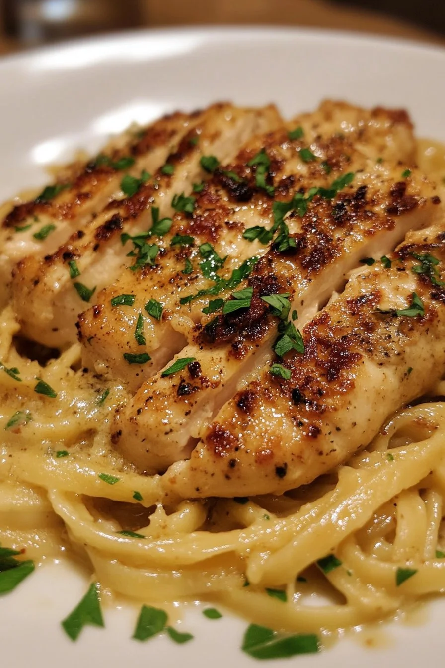 Hähnchen mit Linguine in Parmesansoße