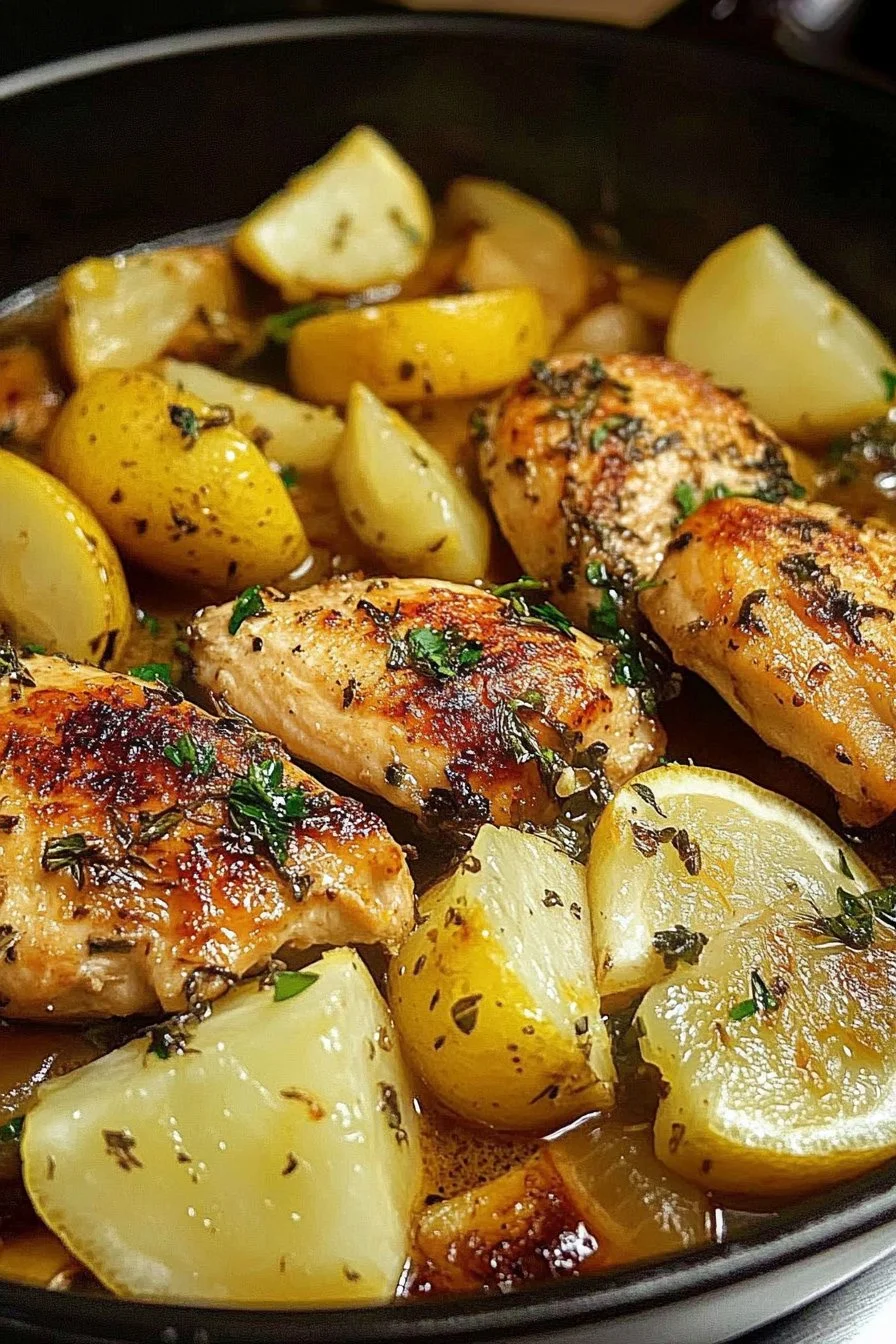 Hähnchen und Kartoffeln mit griechischer Zitrone