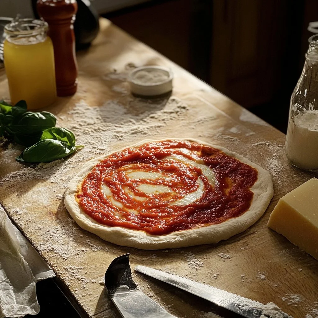 Hausgemachte Pizza mit frischen Zutaten und leckerem Belag