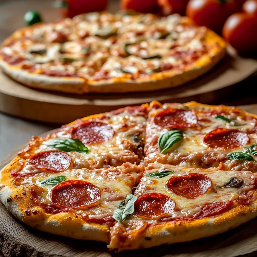 Hausgemachte Pizza mit perfektem Teig im Großmutterstil