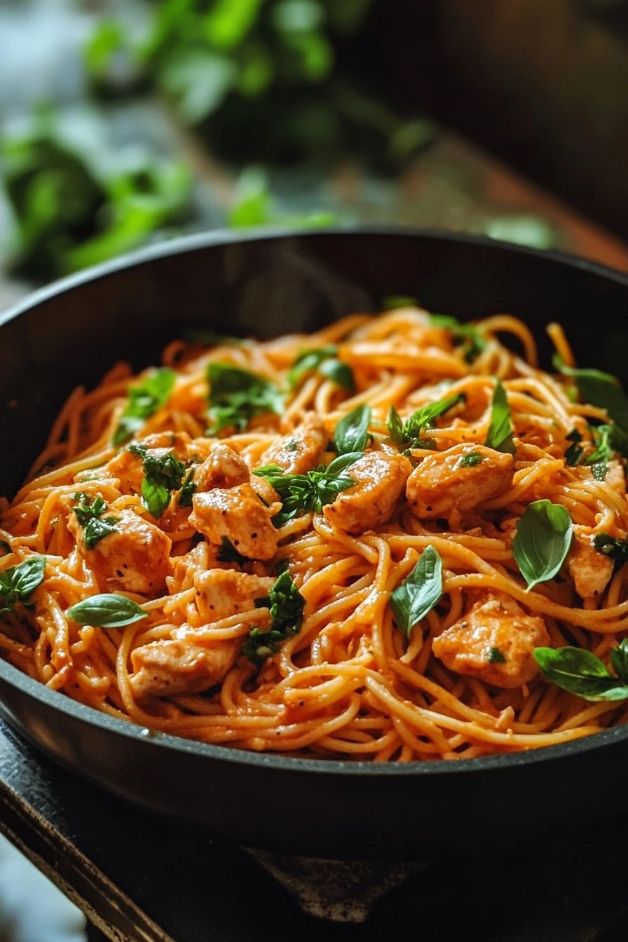 Hühnchen-Spaghetti aus einem Topf