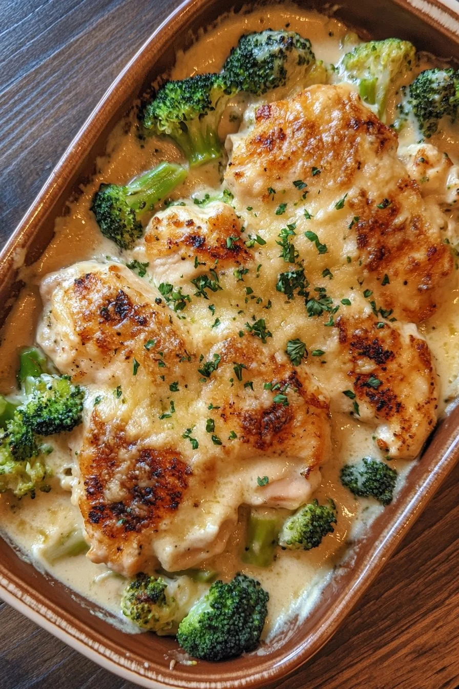 Hühnchen- und Brokkoli-Alfredo-Ofen