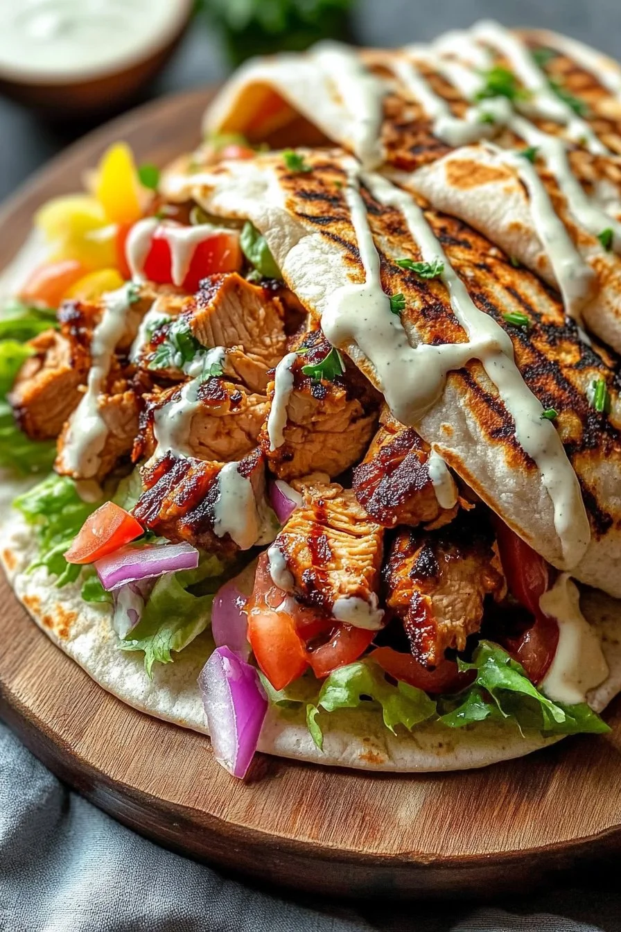 Hühner-Shawarma mit cremiger Knoblauchsauce