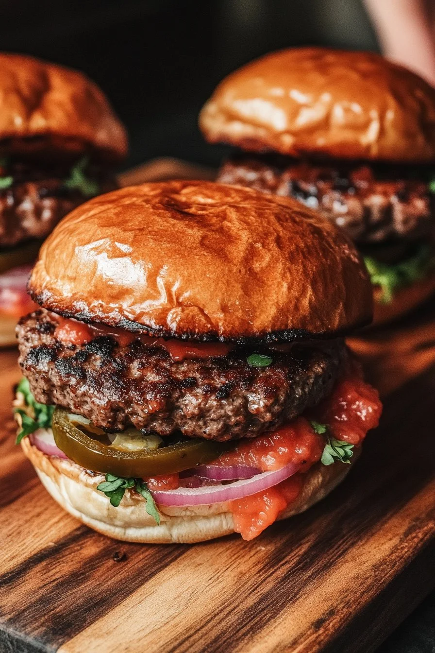 Jalapeño- und Zwiebel-Mash-Burger