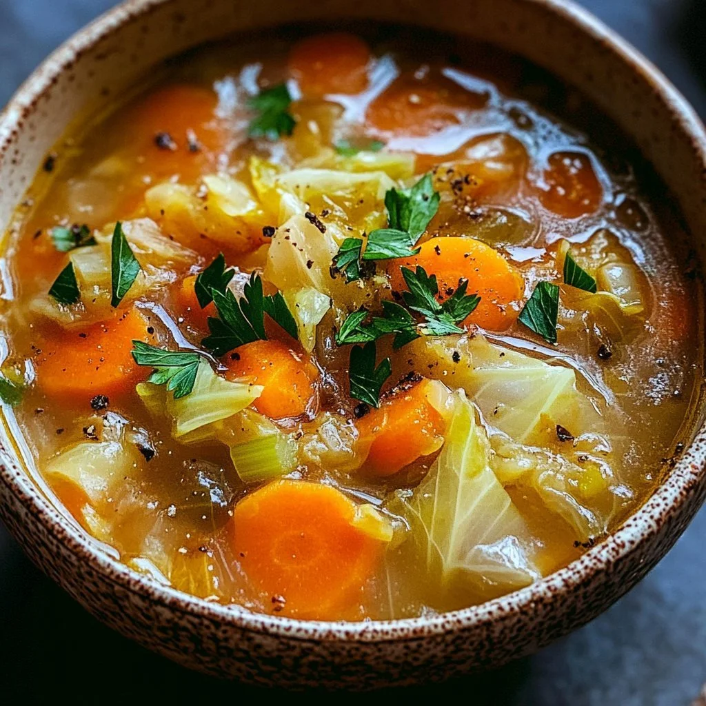 Schüssel mit gesunder Kohlsuppe zur Fettverbrennung