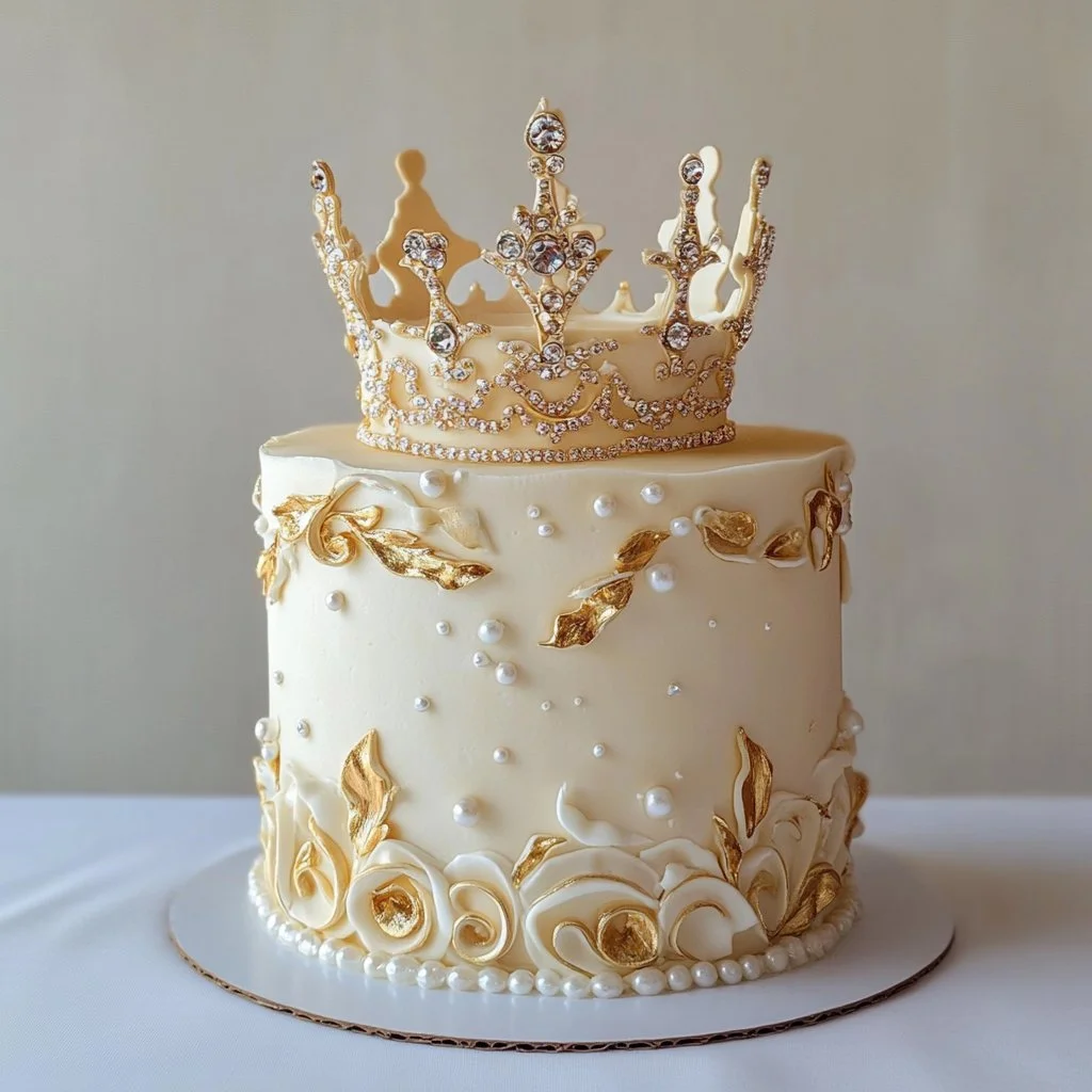 Leckerer Kuchen mit Krone, ideal zum Feiern und für besondere Anlässe.