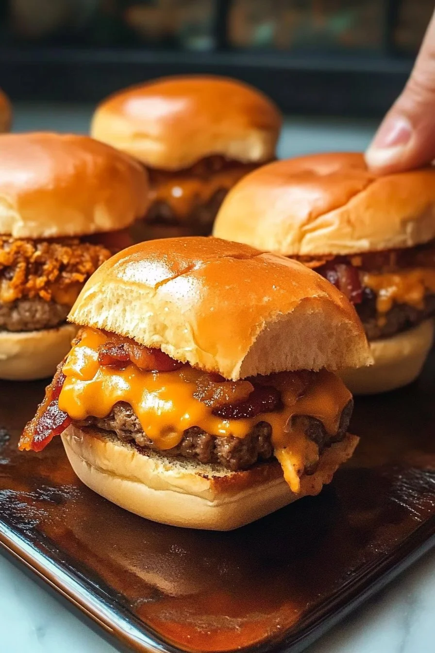 Mini-Hamburger mit Cheddar und Speck