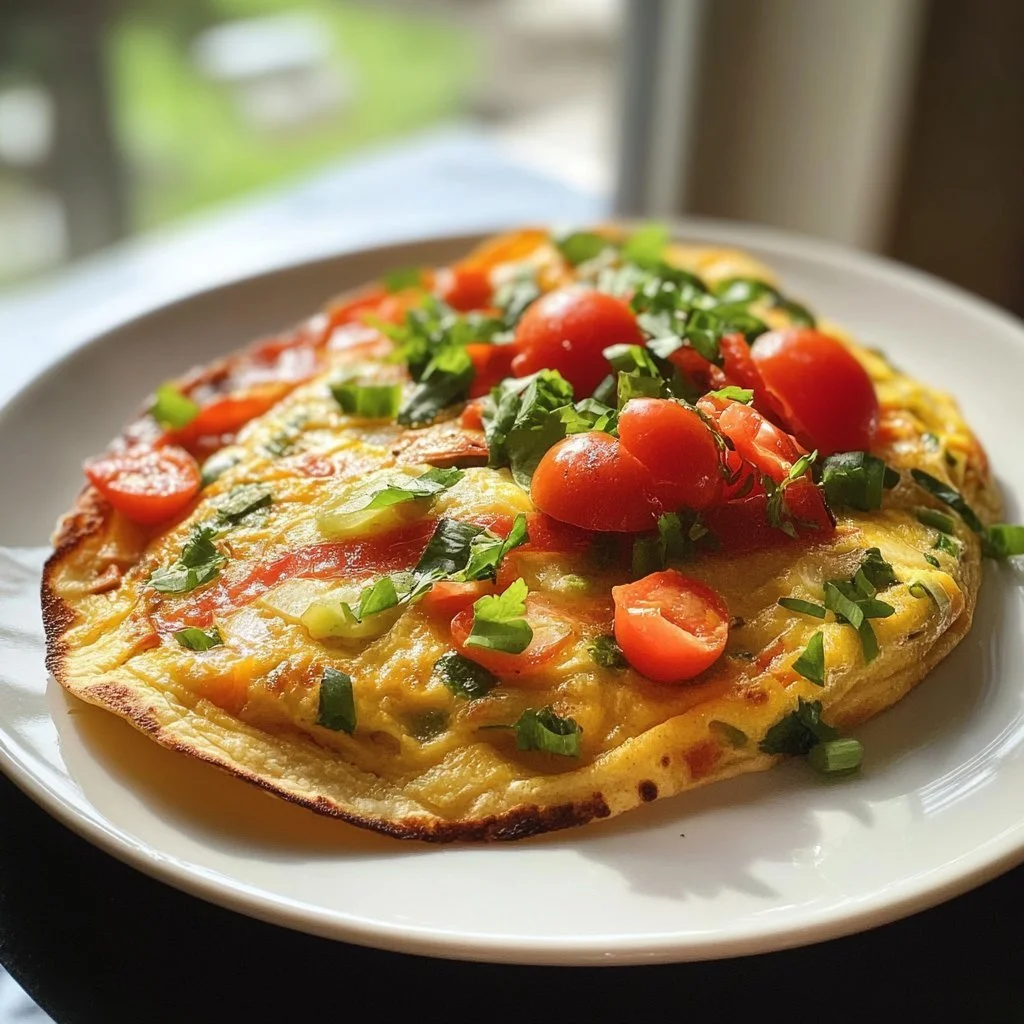 Nährstoffreiche Gemüsetortilla mit buntem Gemüse auf einem Teller
