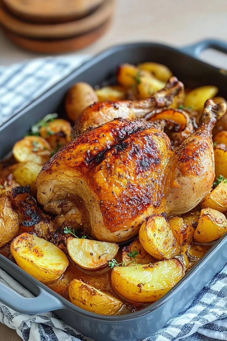 Ofen-Hähnchen mit Kartoffeln