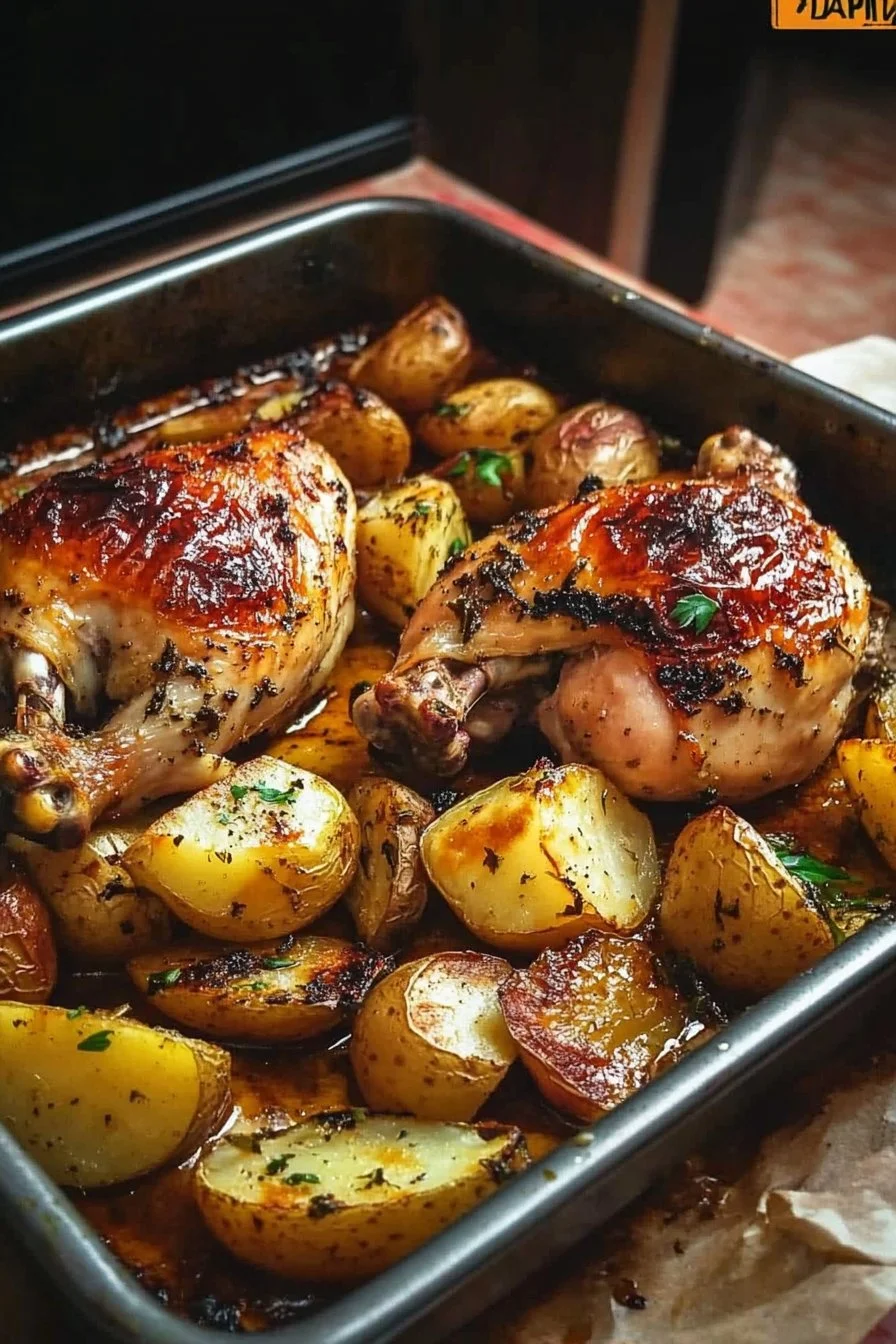 Ofenbrathähnchen mit Kartoffeln