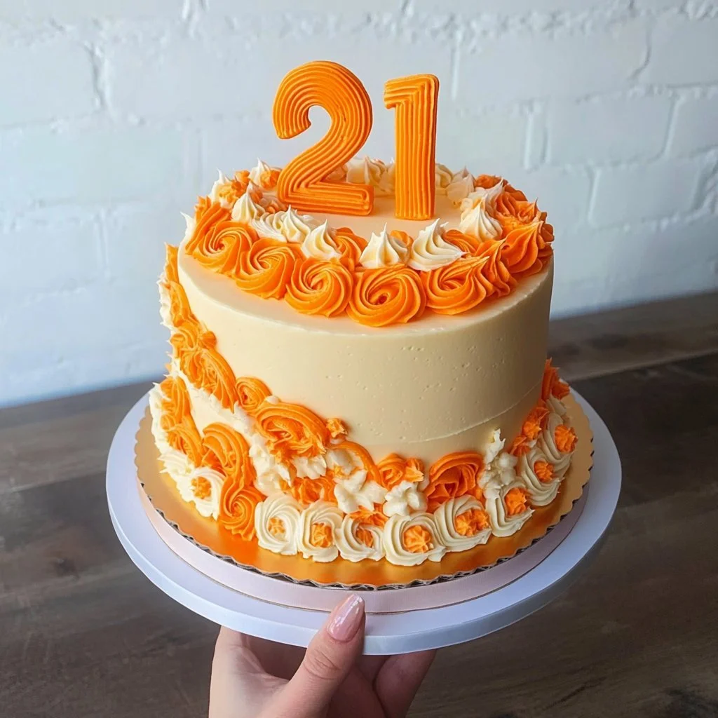 Orangeherz-Torte mit frischen Orangen und dekorativem Herzmuster