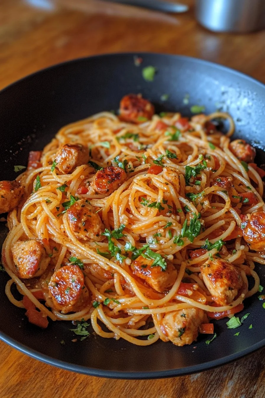 Pasta mit Hühnchen und Chorizo