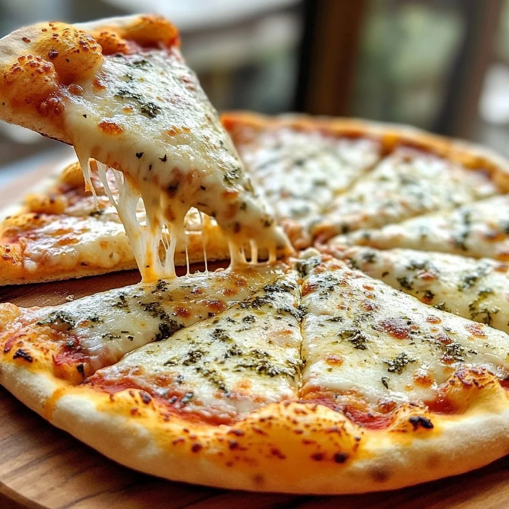 Leckere Pizza Extra Käse mit geschmolzenem Käsebelegen