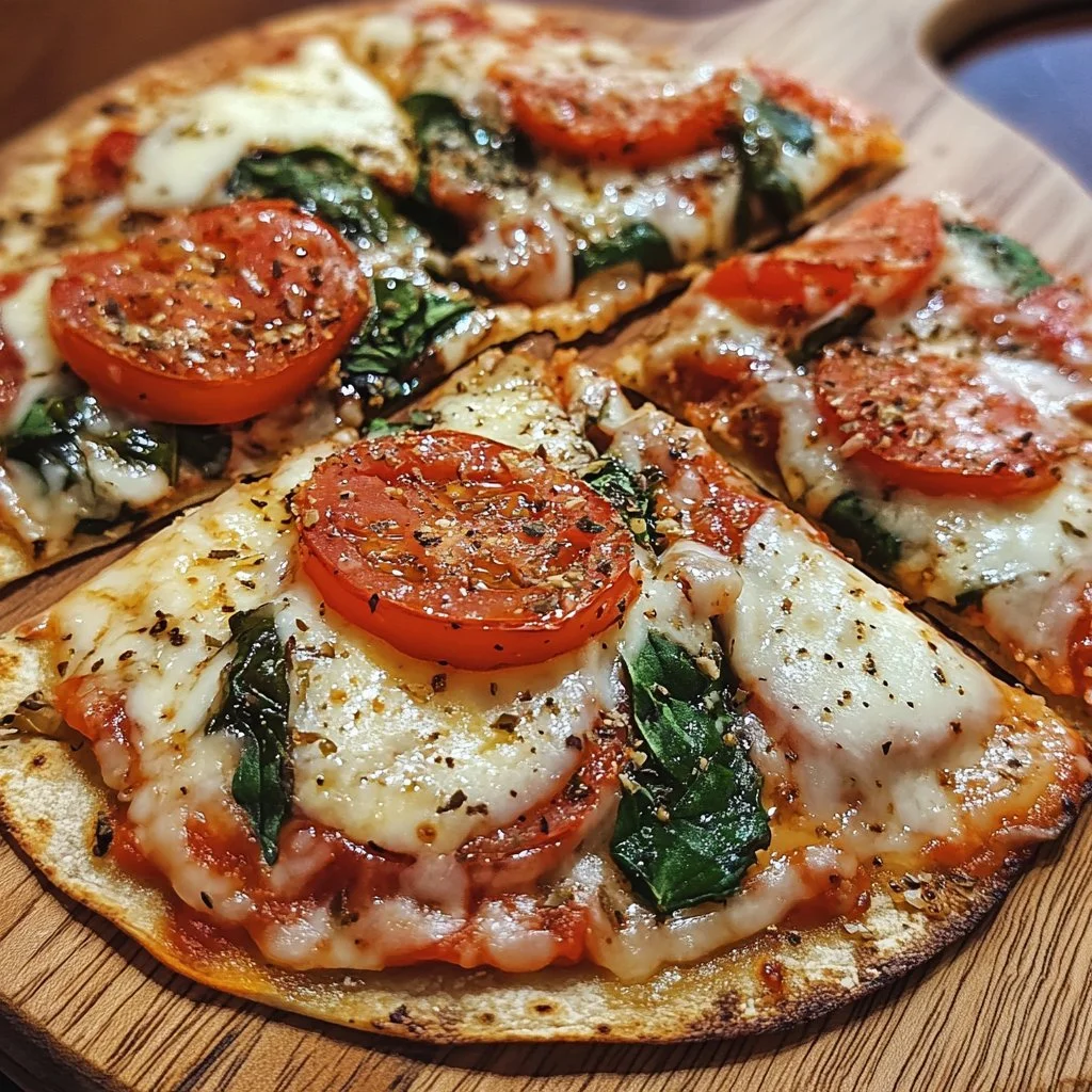 Pizza mit knusprigem Tortilla-Boden, schnell zubereitet und lecker