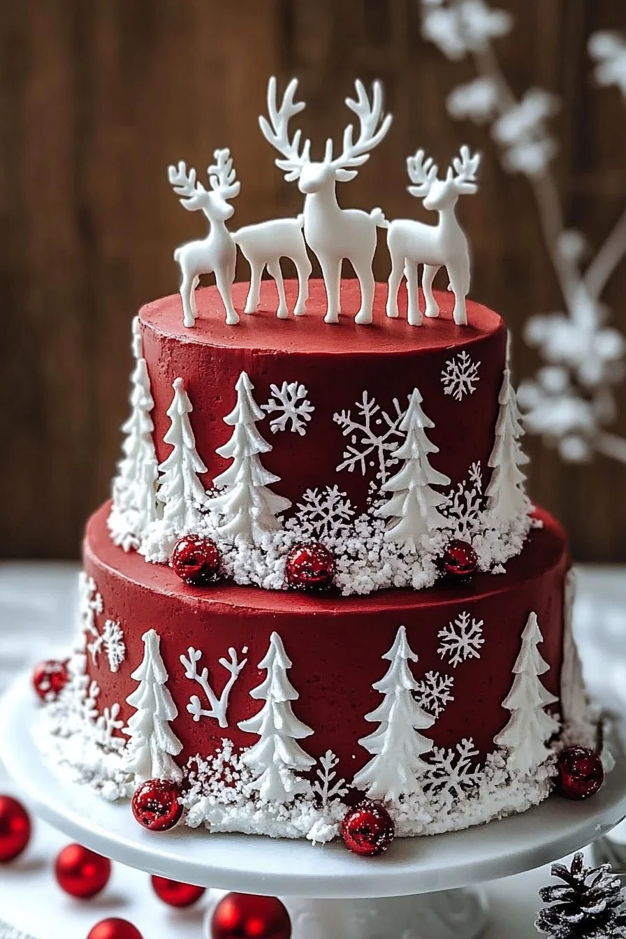 Roter Pastell Weihnachtswald