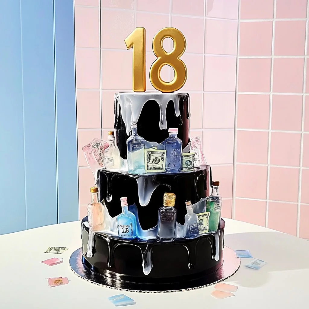 Schwarze Torte für 18 Personen, perfekt für Feiern und besondere Anlässe.