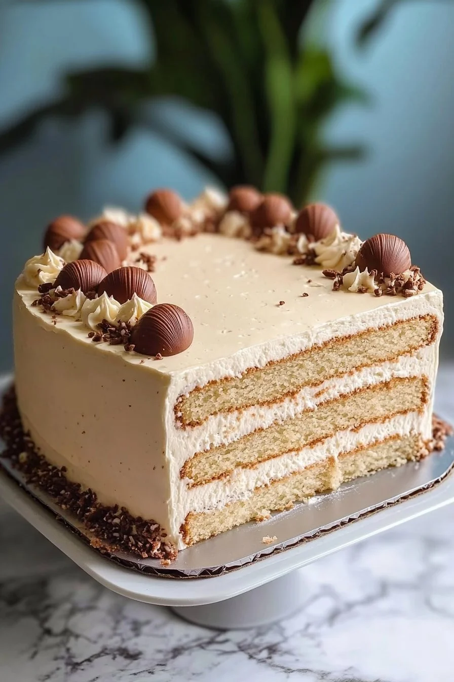 Vanillekuchen mit Butterglasur und Schokoladenschalen