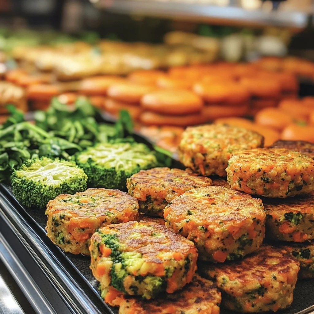 Brokkoli-Küchlein mit Käse auf einem Teller serviert