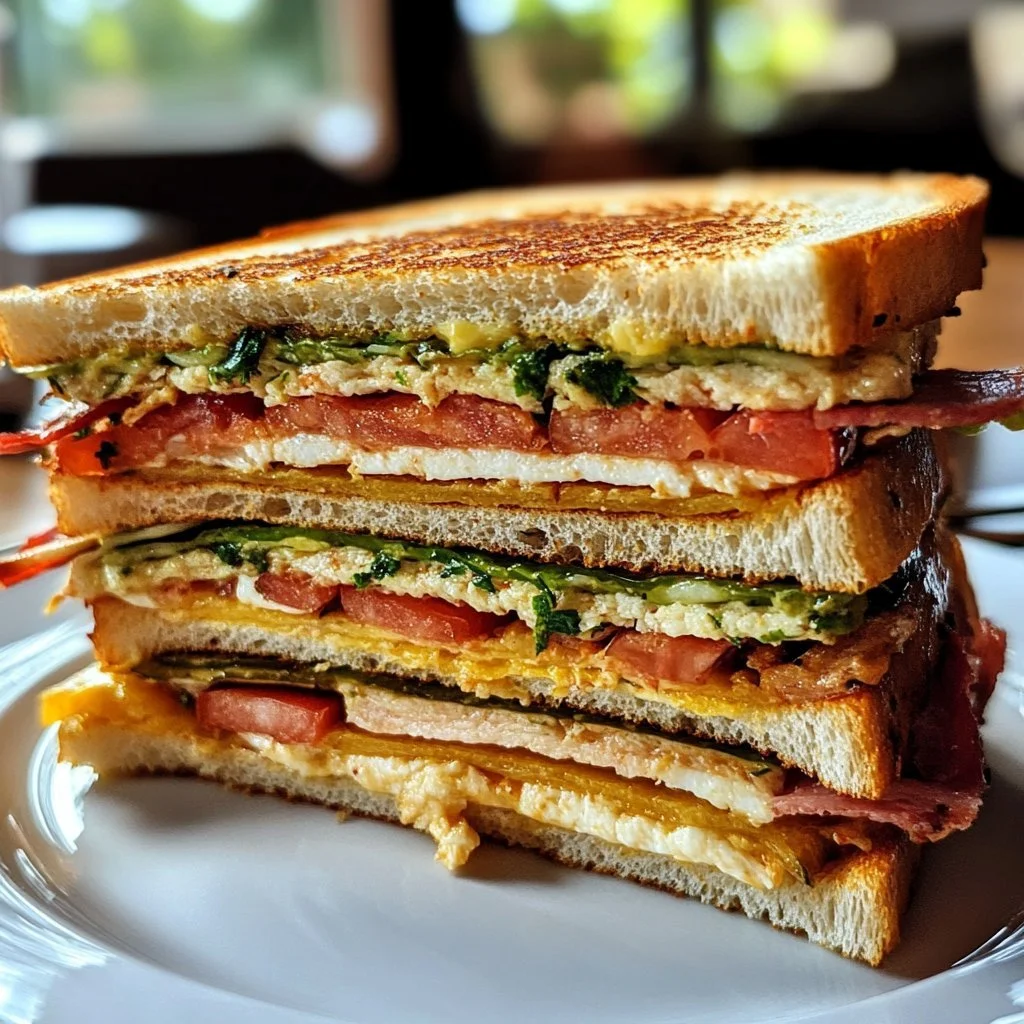 Heerlijke club sandwich met spek, kip, sla en tomaat