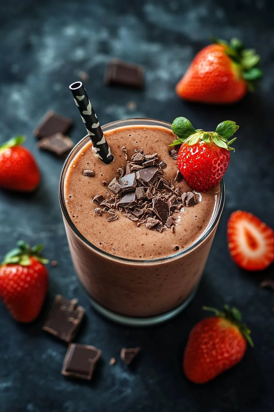Dunkle Schokoladen-Erdbeer-Smoothie