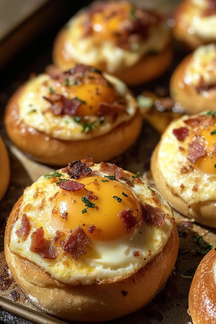 Eier-, Speck- und Käsegefüllte Brötchen