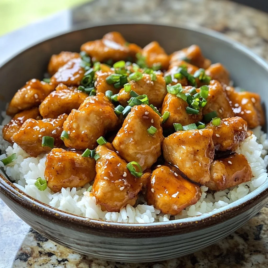 Schmackhaftes Orange Chicken Gericht mit knusprigem Hähnchen und süßer Sauce
