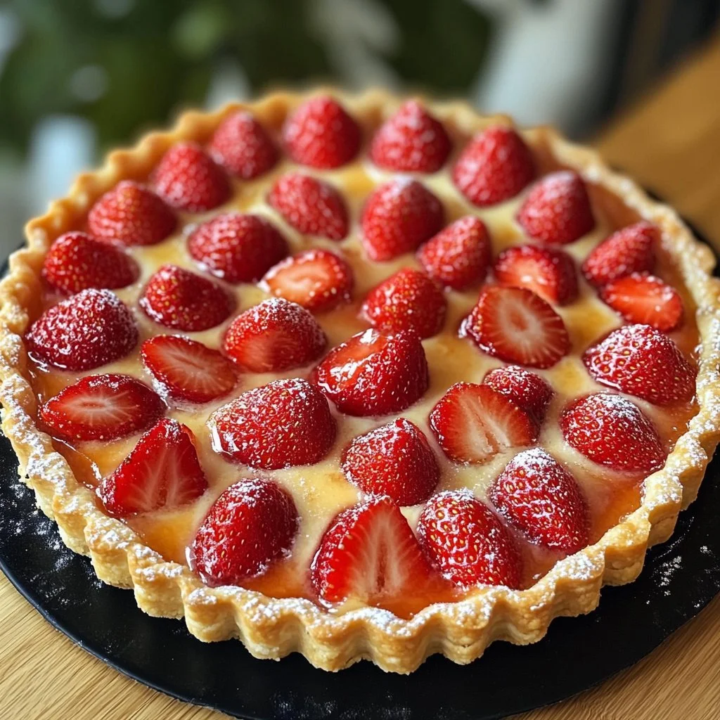 Süßer Erdbeerbutterkuchen auf einem Teller serviert
