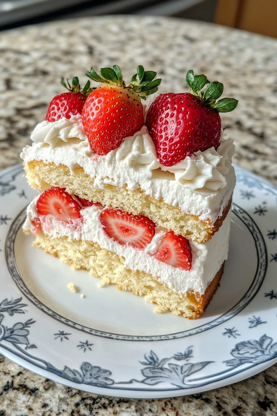 Erdbeerkuchen im dünnen Teig
