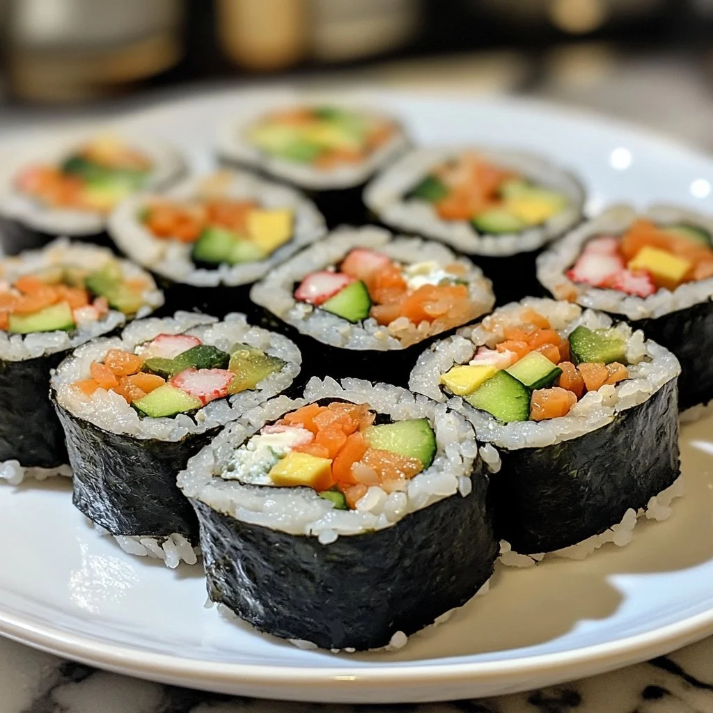 Faux sushi gemaakt met sandwichbrood en verse ingrediënten