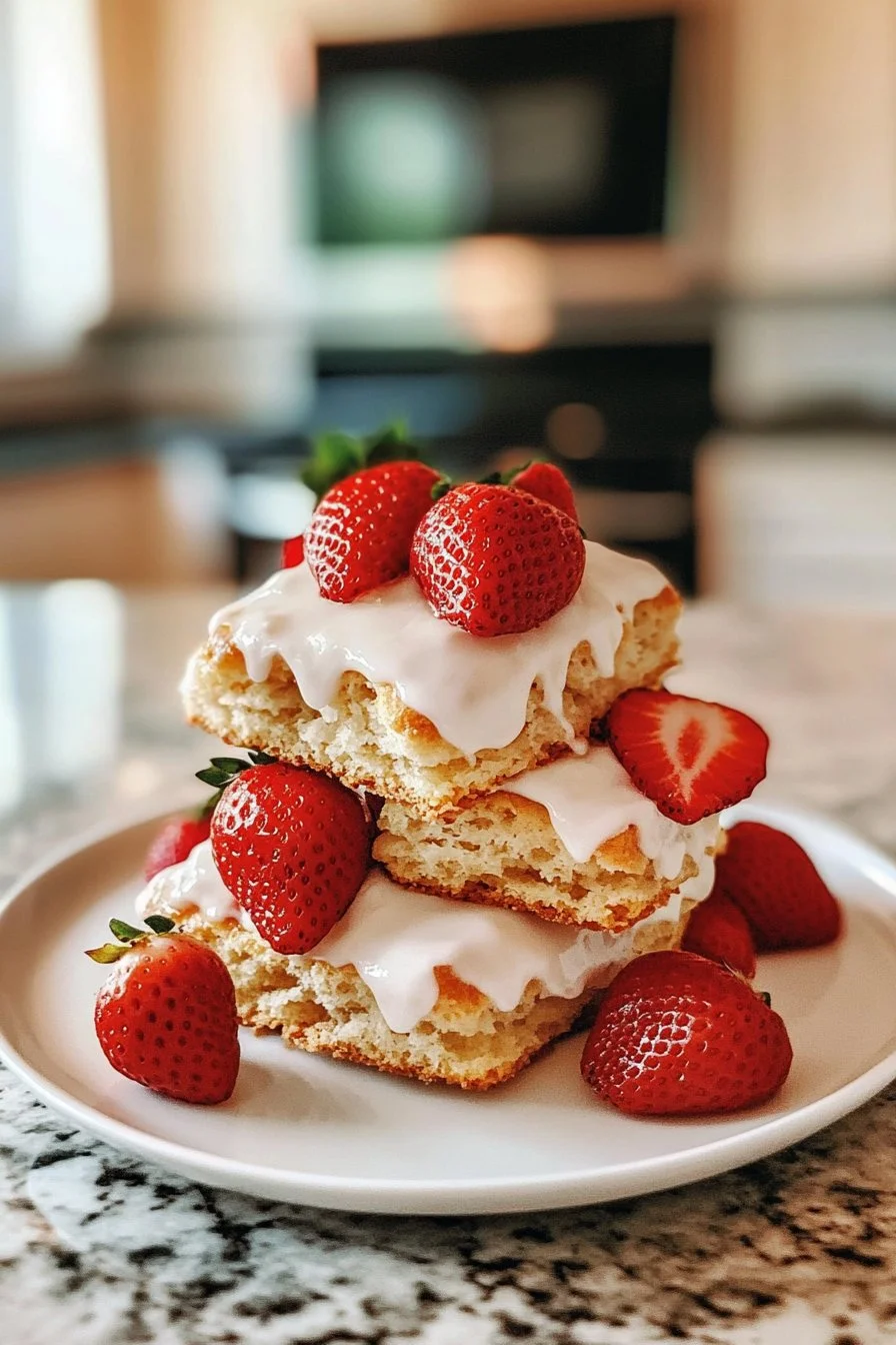 Frische Erdbeer-Scones mit Glasur