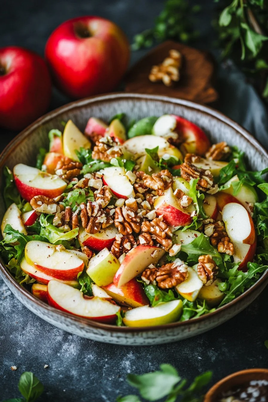 Frische Walnuss- und Apfelsalat