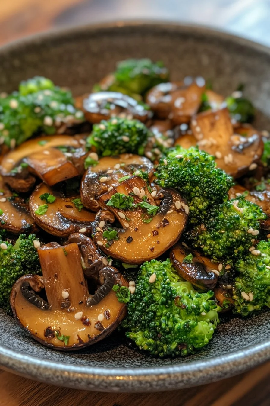 Gebratene Champignons mit Brokkoli