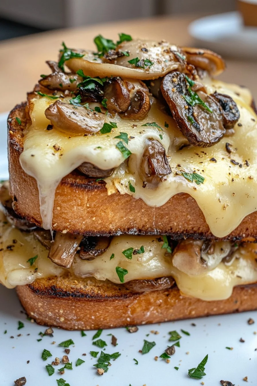 Gesmolten Kaas Sandwich met Champignons