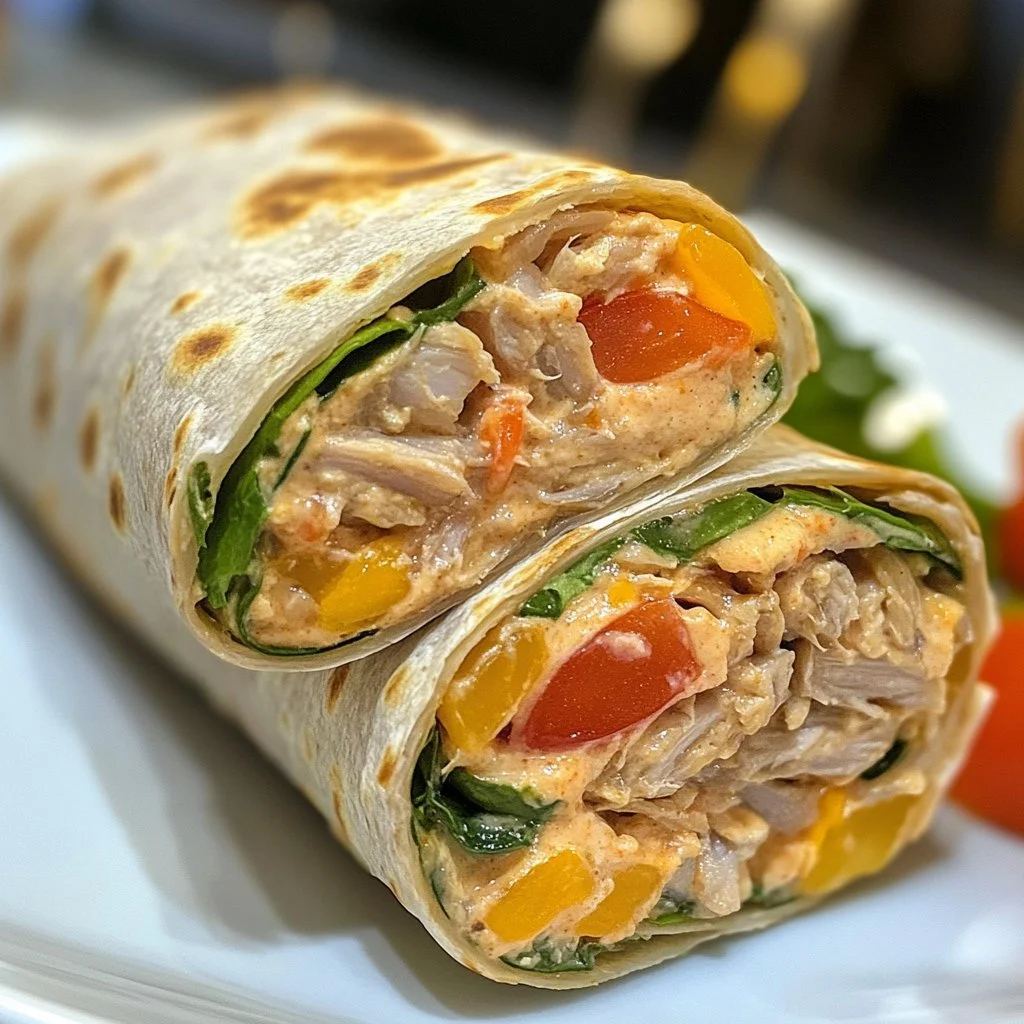 Gesunde Thunfisch-Melt-Wraps mit frischen Zutaten auf einem Teller