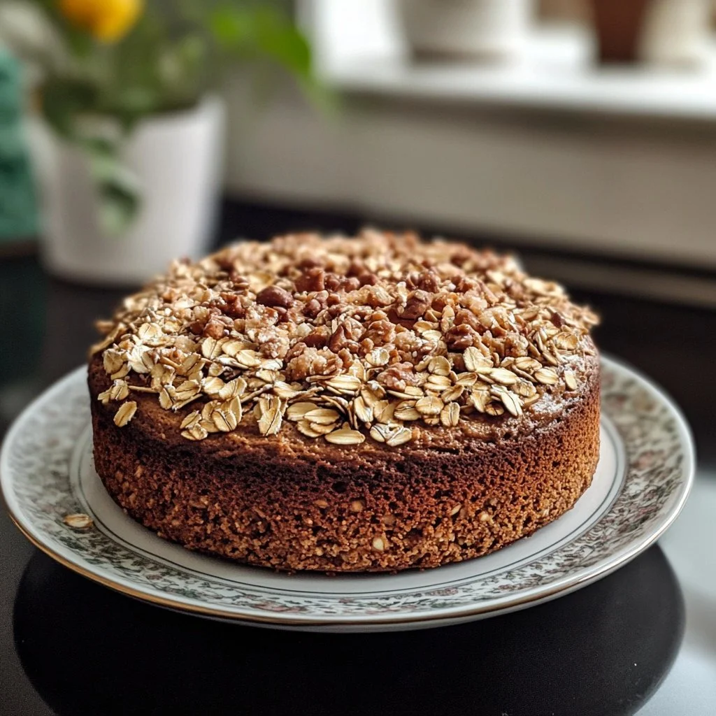 Gesunder Haferkuchen mit Haferflocken und frischen Zutaten